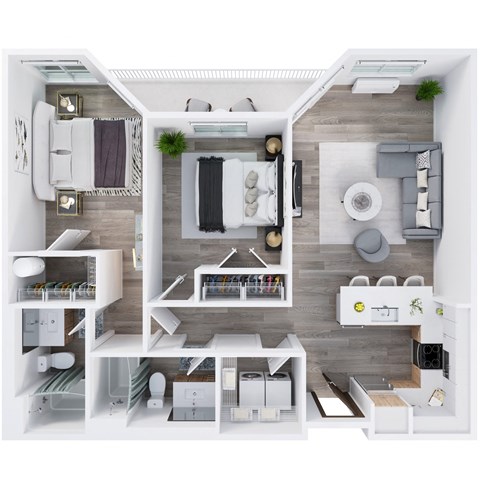 Harbor Sky Apartments in Portland, Oregon 2x2 I Floor Plan